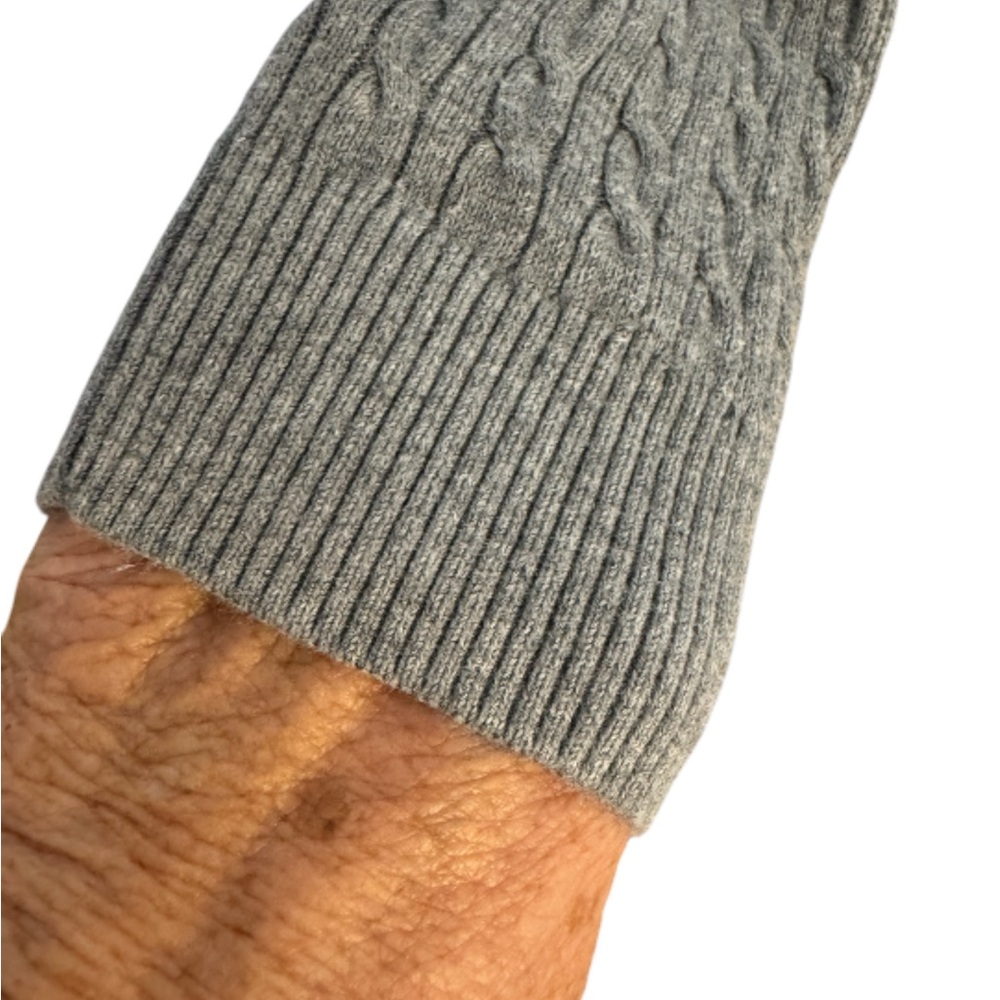 TOMMY HILFIGER Gray Cable Knit PIMA COTTON Sweater LARGE #9 - Picture 4 of 8